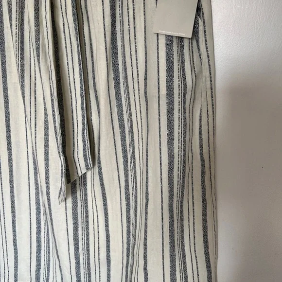 Womens Deane & White Skirt UK 16 A-Line Linen Stripe Cream Midi Length Pockets - Picture 3 of 11